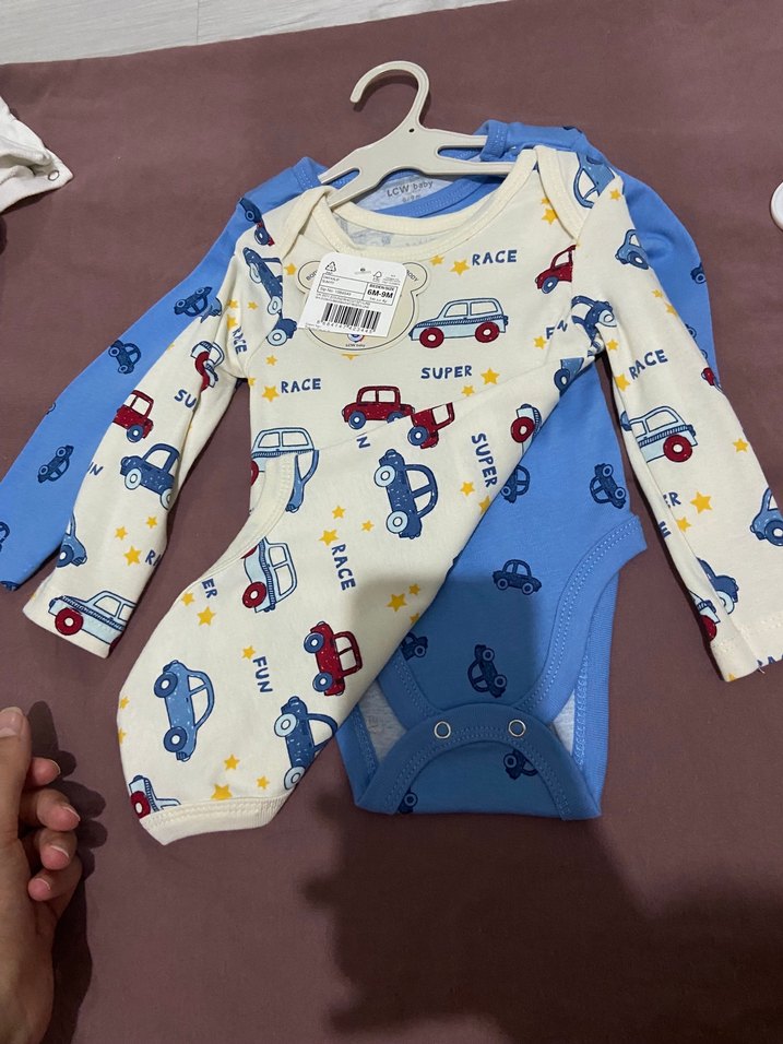 Mavi Baskılı Uzun Kollu Örme Bebek zıbın - Görsel 3