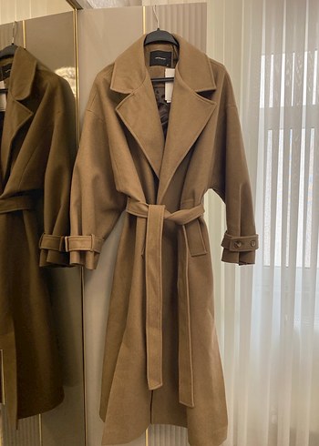 Kahverengi Kuşaklı Oversize Kaban - Görsel 10