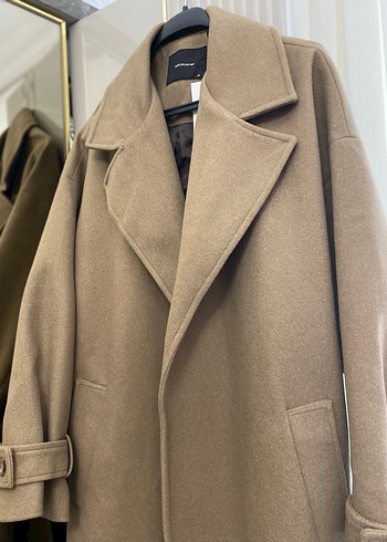 Kahverengi Kuşaklı Oversize Kaban - Görsel 7