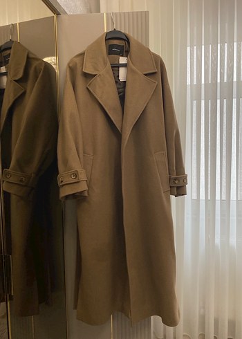 Kahverengi Kuşaklı Oversize Kaban - Görsel 8