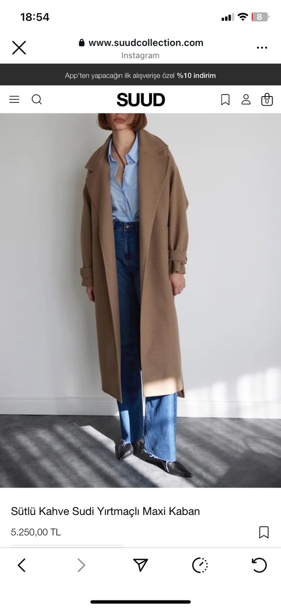 Kahverengi Kuşaklı Oversize Kaban - Görsel 2