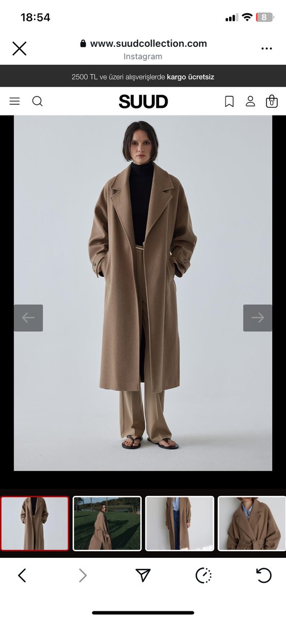 Kahverengi Kuşaklı Oversize Kaban - Görsel 4