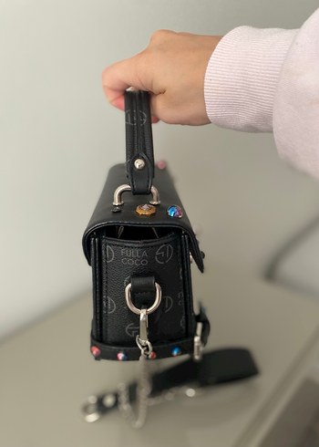 Siyah Zincir Detaylı Gotik Deri Kadın Çanta - Görsel 3