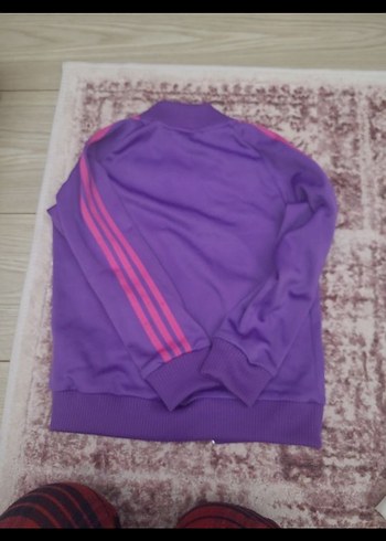 Adidas Mor Renkli Fermuarlı çocuk eşofman üstü - Görsel 2