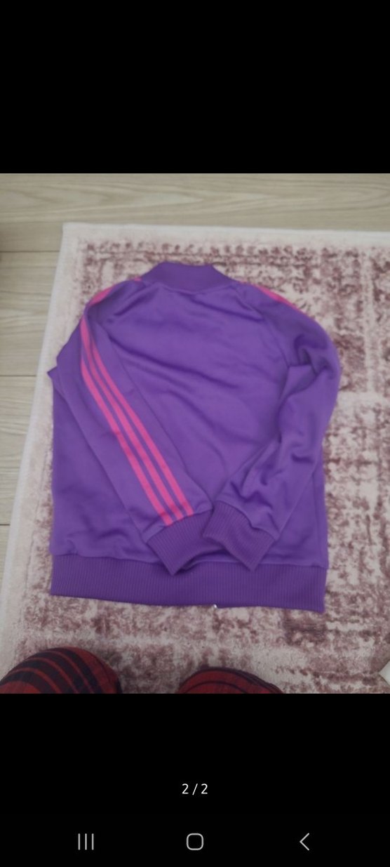 Adidas Mor Renkli Fermuarlı çocuk eşofman üstü - Görsel 2