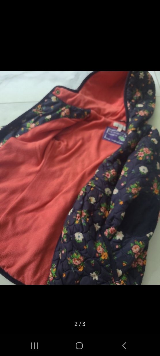 Çiçek Baskılı Kapüşonlu Kız Mont - Görsel 2