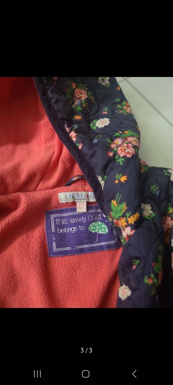 Çiçek Baskılı Kapüşonlu Kız Mont - Görsel 3