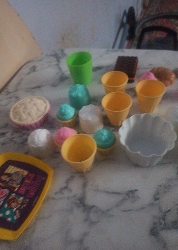 Pastel Renkli Mini Oyuncak Yemek Seti - Görsel 2