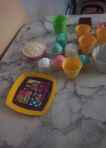 Pastel Renkli Mini Oyuncak Yemek Seti - Görsel 3