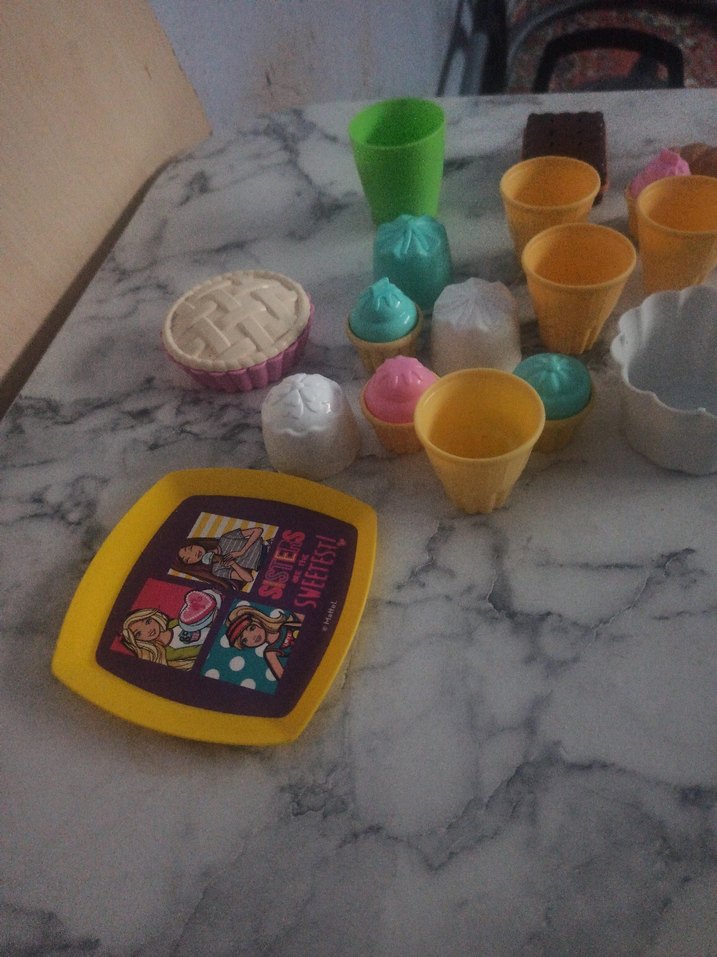 Pastel Renkli Mini Oyuncak Yemek Seti - Görsel 3