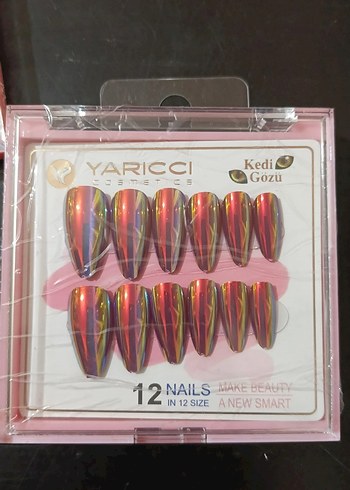 Renkli Kedi Gözü Tırnak Süsü - 12'li - Görsel 2