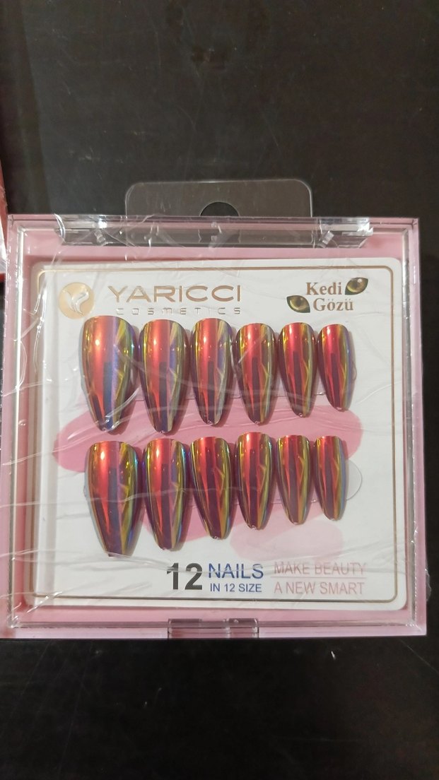 Renkli Kedi Gözü Tırnak Süsü - 12'li - Görsel 2