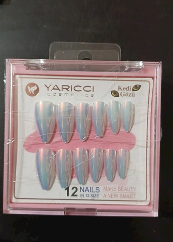 Yarıcı Kedi Gözü 12 Parça Pembe Tırnak Süsü - Görsel 2