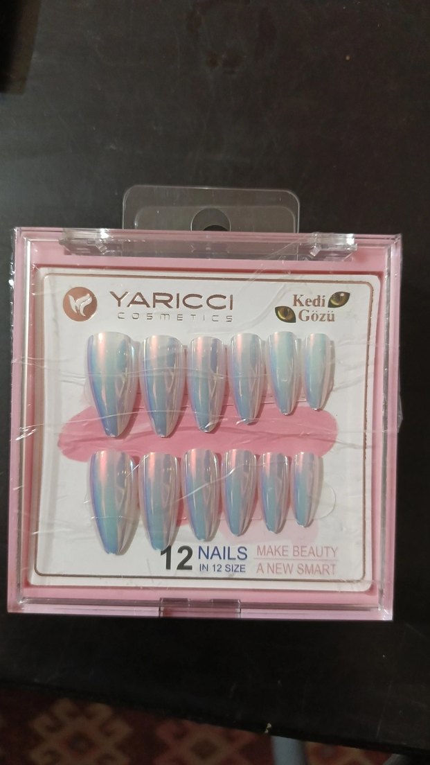 Yarıcı Kedi Gözü 12 Parça Pembe Tırnak Süsü - Görsel 2