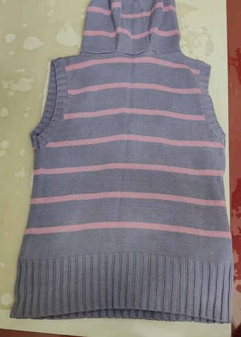 Kız Çocuk Kapüşonlu V Yaka Triko Süveter - Görsel 2