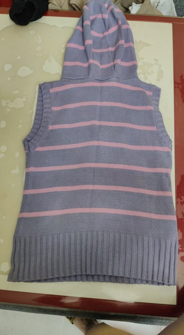 Kız Çocuk Kapüşonlu V Yaka Triko Süveter - Görsel 2