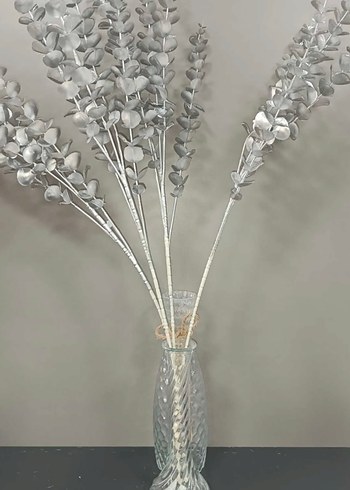Gri Dekoratif Yapay Dal okaliptus çiçek - Görsel 2
