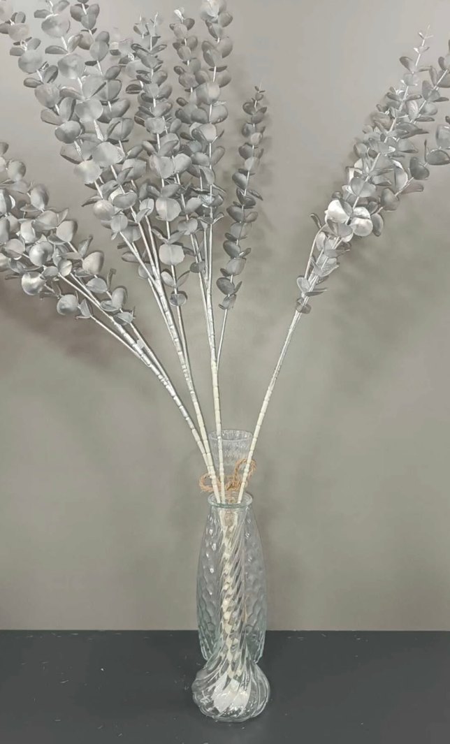 Gri Dekoratif Yapay Dal okaliptus çiçek - Görsel 2