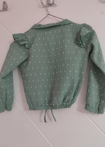 Yeşil Pamuklu Uzun Kollu Kız Gömlek - Görsel 4