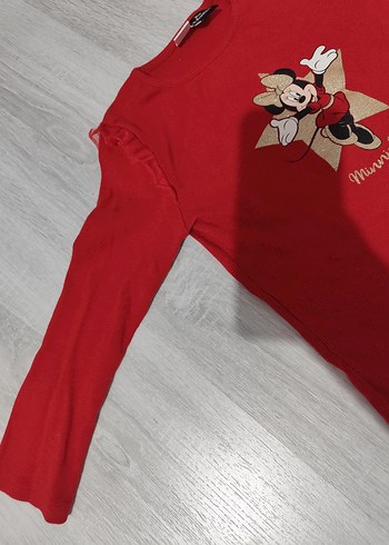 Kız Çocuk Kırmızı Minnie Mouse Baskılı Sweatshirt - Görsel 6