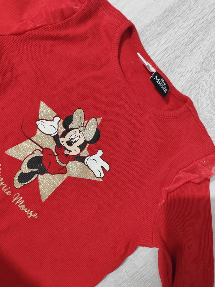 Kız Çocuk Kırmızı Minnie Mouse Baskılı Sweatshirt - Görsel 3