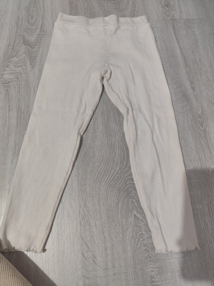 Kız Çocuk Beyaz Pamuklu Pilili Tayt - Görsel 3