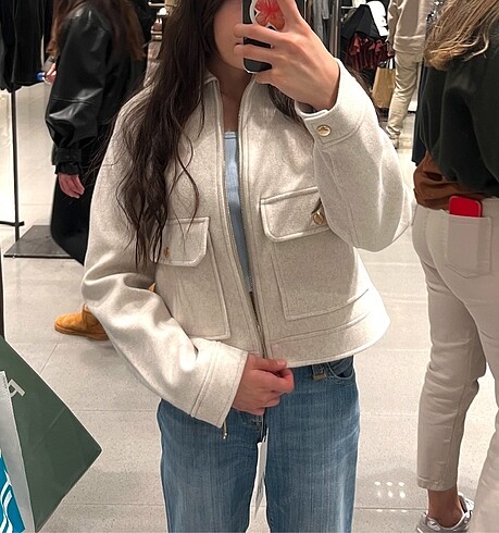 zara ekru zip up ceket