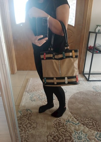 Tokalı Çok Renkli Deri Kadın Çanta - Görsel 3