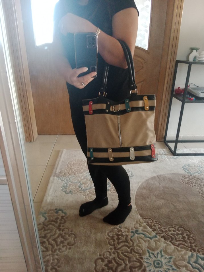 Tokalı Çok Renkli Deri Kadın Çanta - Görsel 3