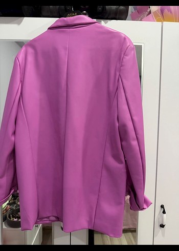 Parlak Mor Deri Kadın Blazer Ceket - Görsel 3