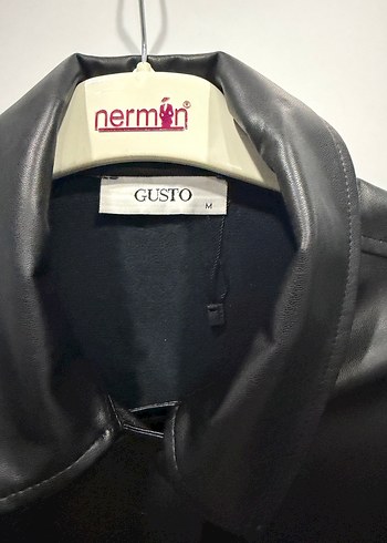 Düğmeli Siyah Deri Kadın Ceket - Görsel 4