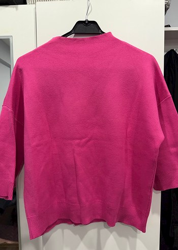 Pembe Bisiklet Yaka Örgü Kadın Kazak - Görsel 2