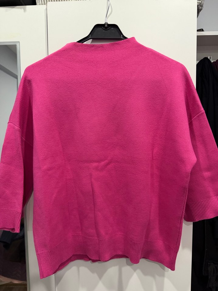 Pembe Bisiklet Yaka Örgü Kadın Kazak - Görsel 2