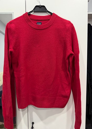 Kadın Kırmızı Yün Bisiklet Yaka Kazak - Görsel 4