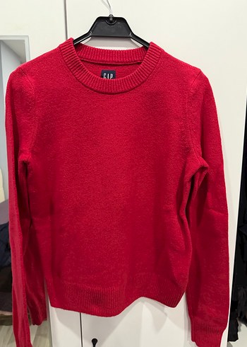 Kadın Kırmızı Yün Bisiklet Yaka Kazak - Görsel 2