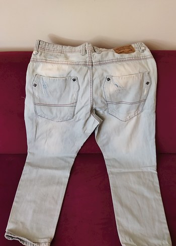 34 Beden Beyaz Bol Kesim Kadın Denim Pantolon