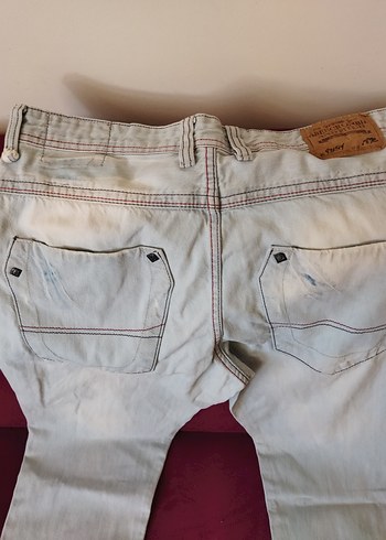 34 Beden beyaz Renk Beyaz Bol Kesim Kadın Denim Pantolon