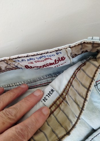 Abercrombie & Fitch Beyaz Bol Kesim Kadın Denim Pantolon