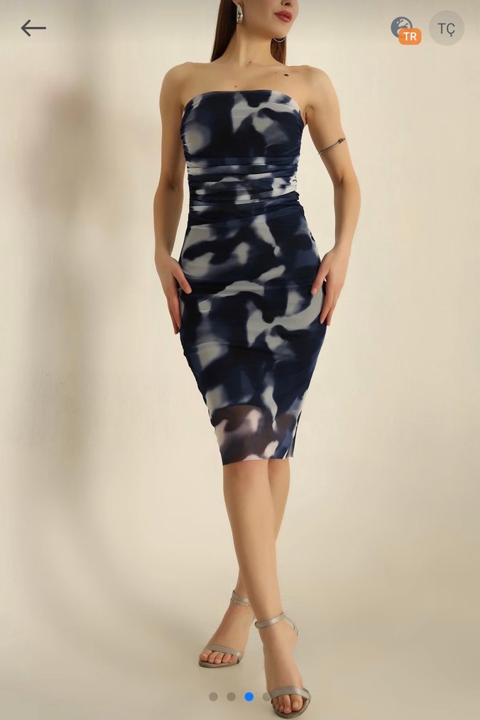 Straplez midi boy elbise - Görsel 2