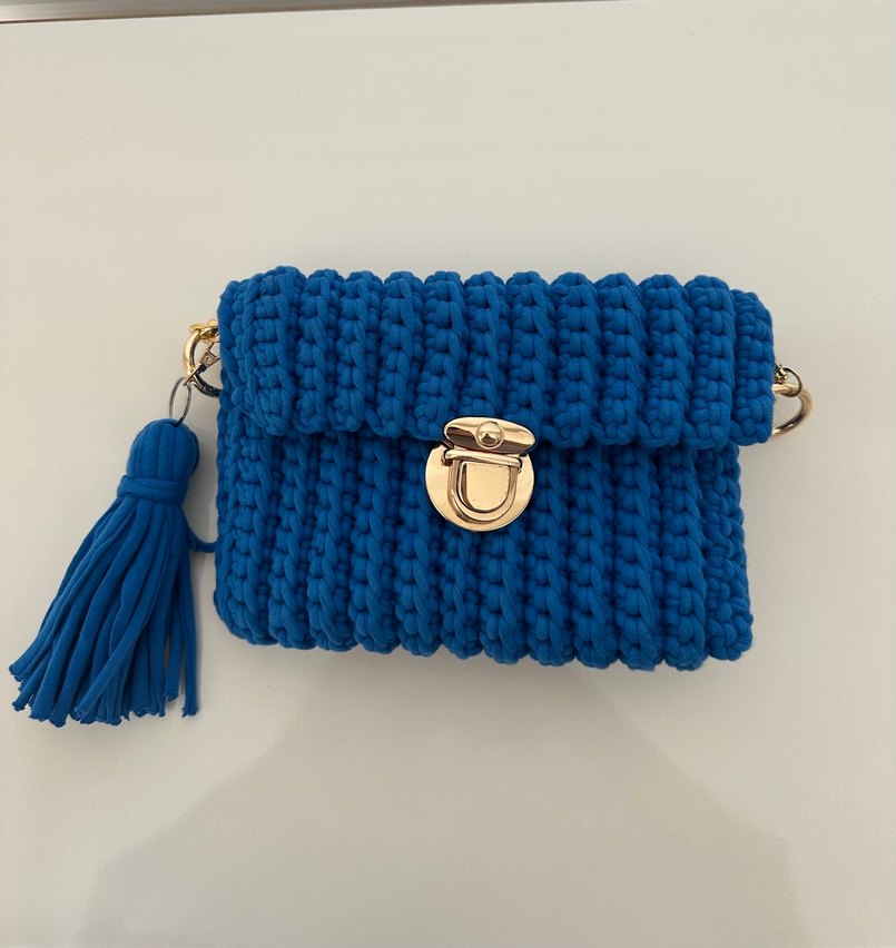 Mavi zincir askılı bayan çanta - Görsel 2