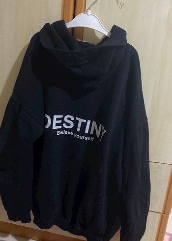 Kadın Siyah Kapüşonlu Oversize Sweatshirt - Görsel 3