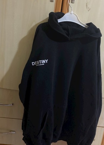 Kadın Siyah Kapüşonlu Oversize Sweatshirt - Görsel 2