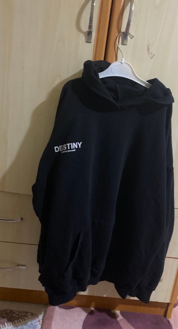 Kadın Siyah Kapüşonlu Oversize Sweatshirt - Görsel 2