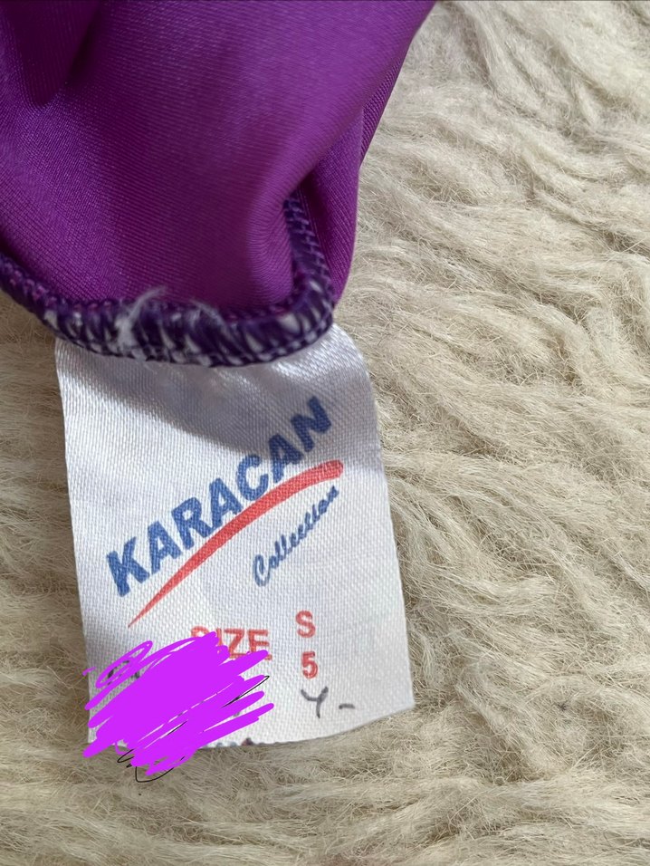 Uzun Kollu Mor Renkli  Kız  jimnastik mayo - Görsel 2