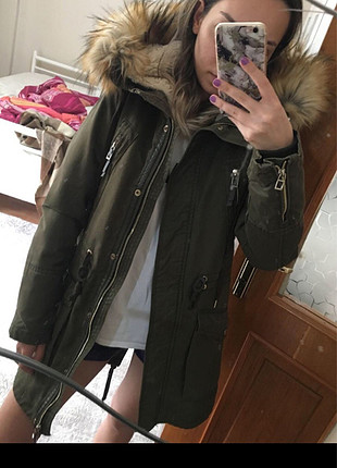 xs Beden haki Renk İçi yünlü parka