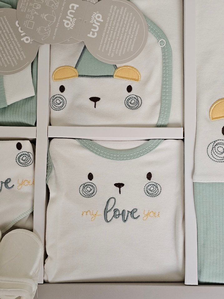 Hastane  Çıkışı 10'lu Şapkalı Lüx Set. %100 Organik Pamuk - Görsel 5