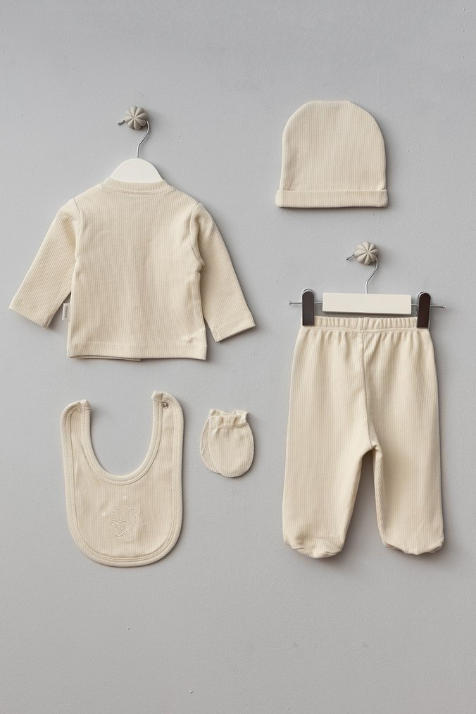 Yenidoğon Ayıcık Desenli 5'li Zıbın Seti - Görsel 5