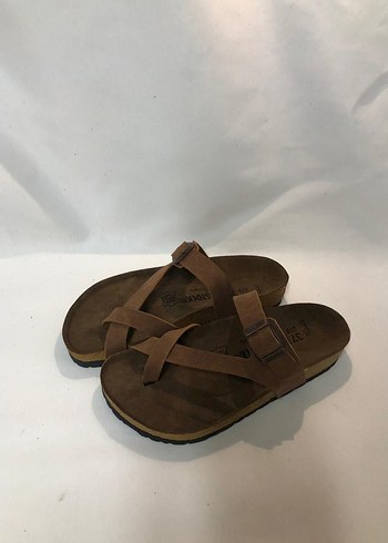 40 Beden Kahverengi Süet Tokalı Birkenstock Terlik