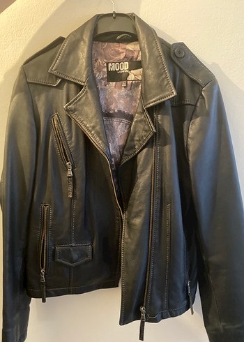 Kadın siyah Deri Biker Ceket