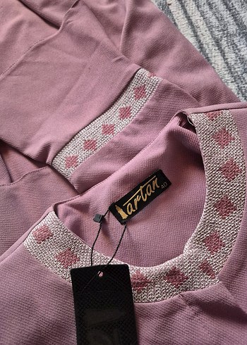 Nakışlı Pembe Uzun Kollu Salaş Elbise - Görsel 5